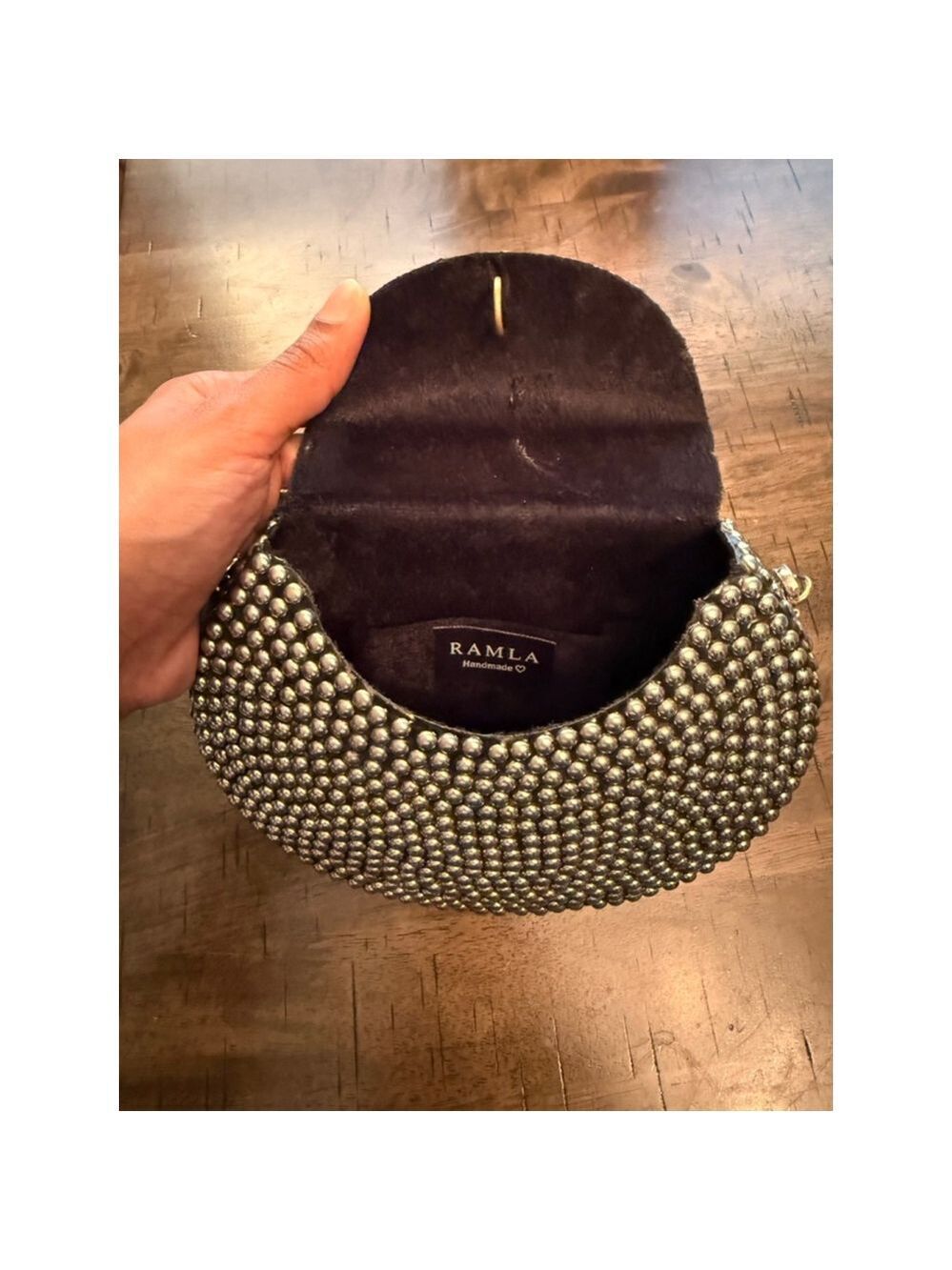 Women's RAMLA Rockstar Black Silver Studded Clutch One Size - Picture 7 of 7